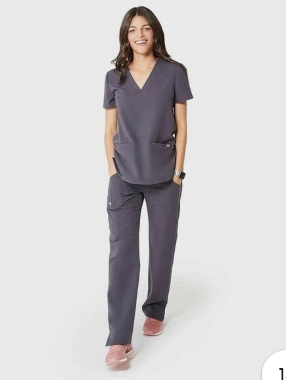 FIGS Catarina Charcoal Set with Mauve Draw String Women's XS